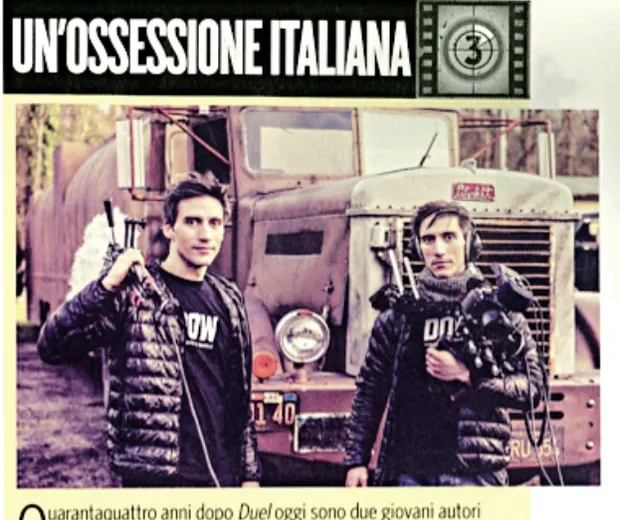 Luca and Gabriele Stifani with camera equipment beside the truck on the DOW set