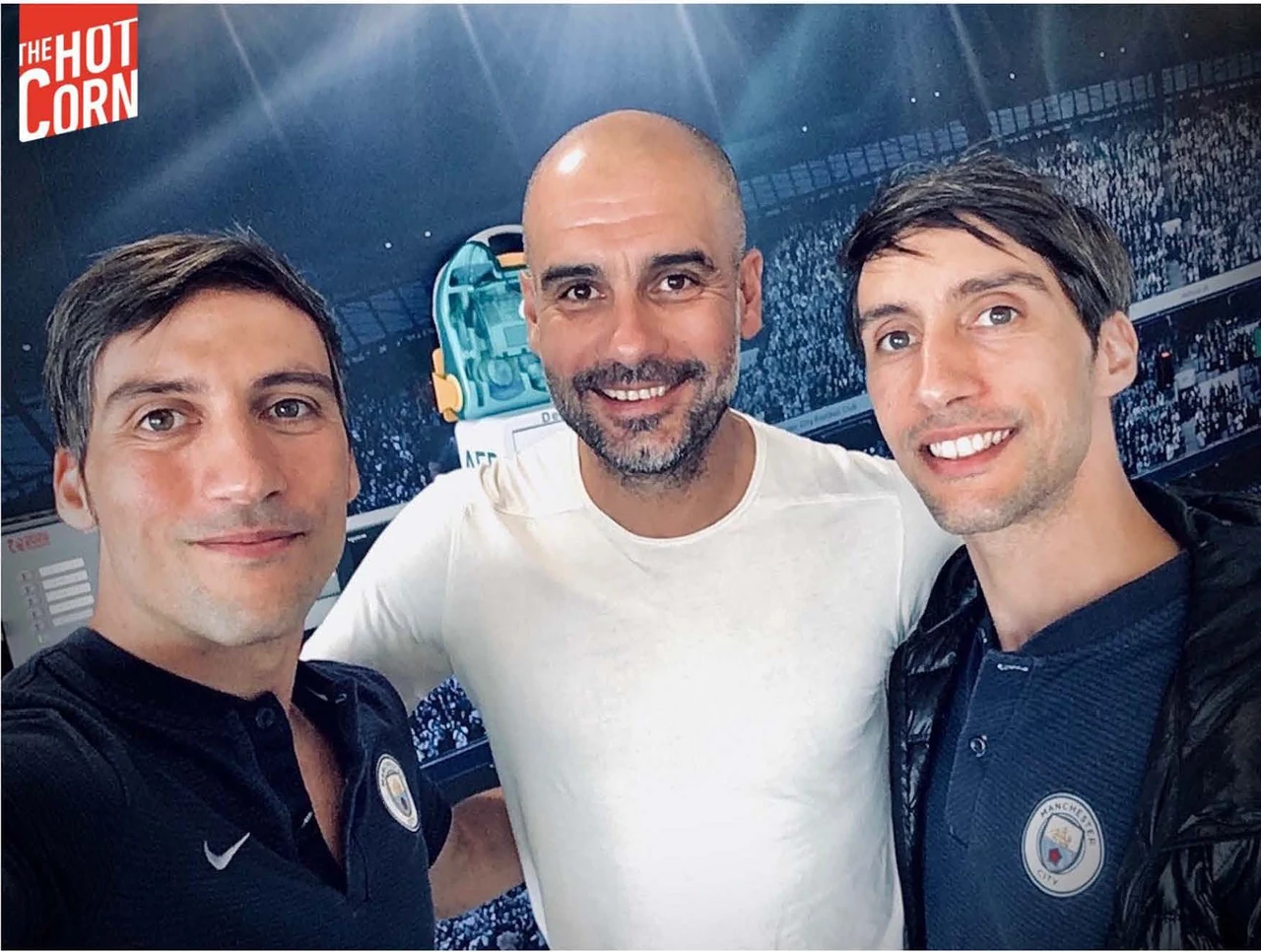 Pep Guardiola with Luca and Gabriele Stifani.