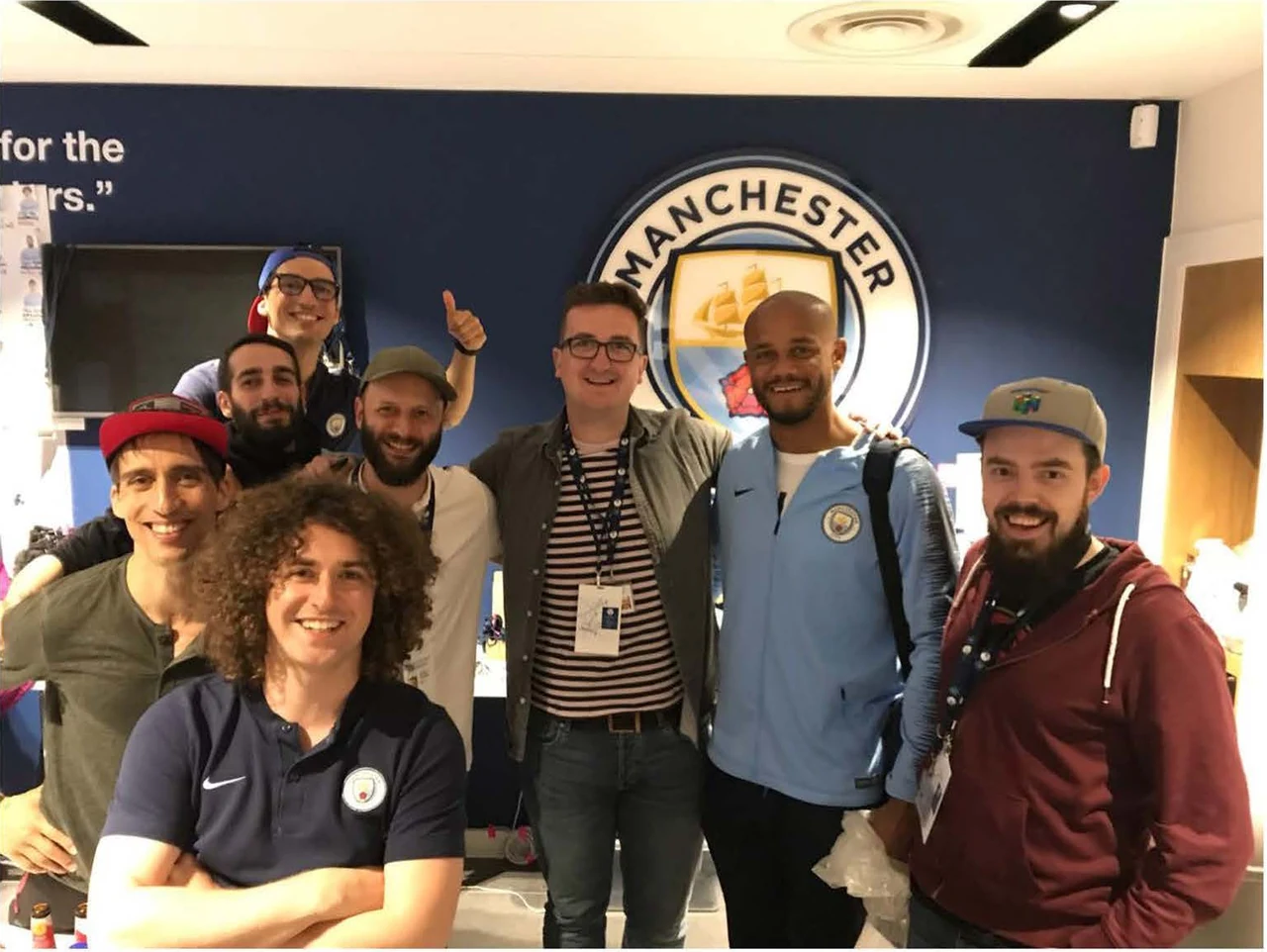 The All or Nothing crew with Kompany. Photo: Lee Nobes, City’s physiotherapist.