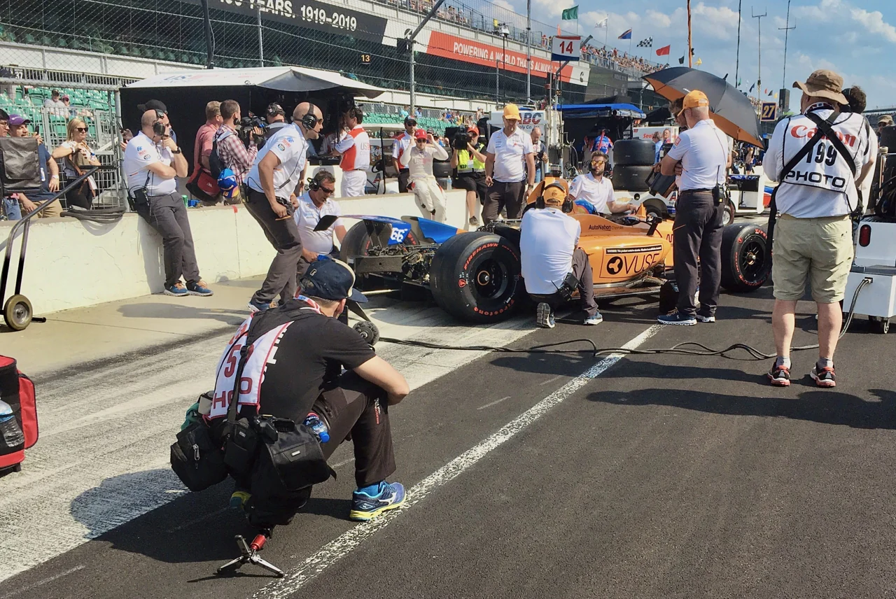 Filming at the Indianapolis circuit.
